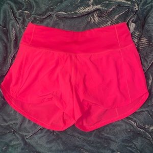 NWOT Highlight Pink Lululemon speed ups 4” SZ 4